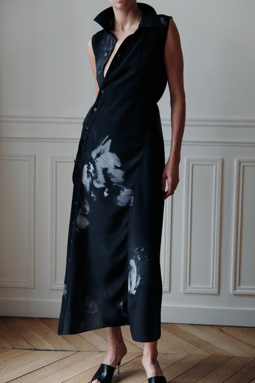 SS25 ARLO DRESS - BLACK WHITE ROSE - LAST ONE