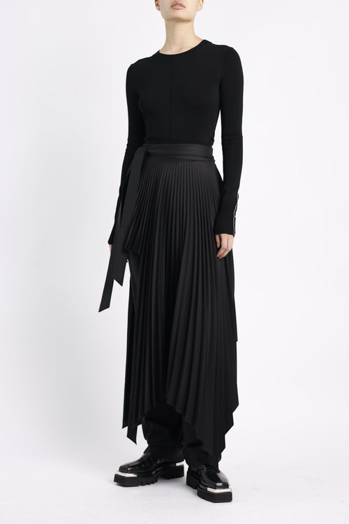 PD WOOL SLICED PLEATED WRAP SKIRT - LAST ONE