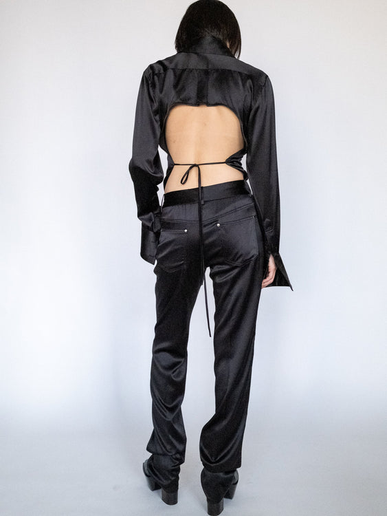 JENO CHARMEUSE SHIRT IN BLACK