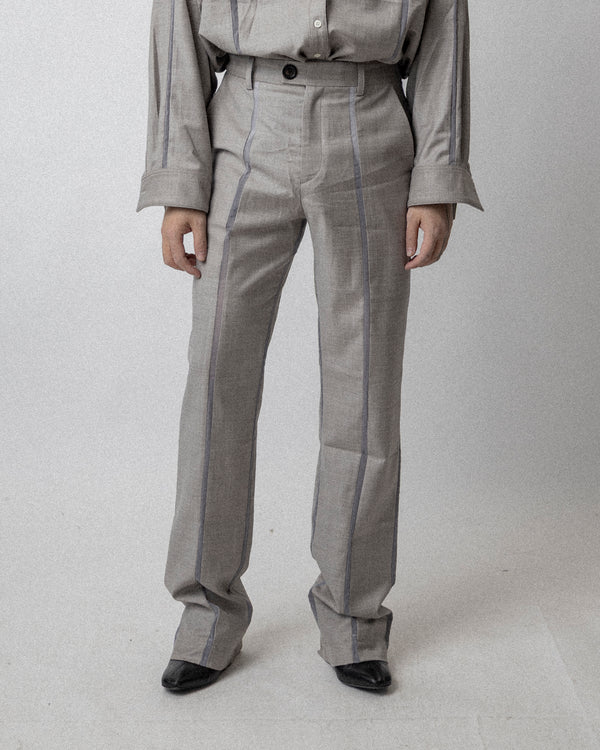 Panel Trouser Satin / Wool / Gray - Waist 27