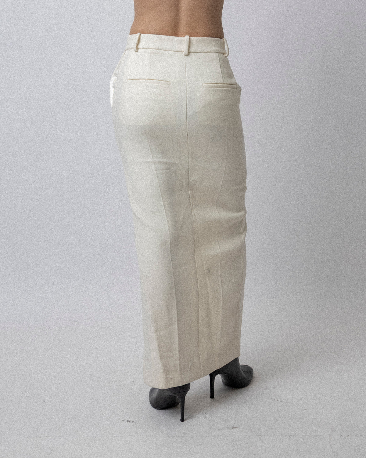 Front Slit Tailored Skirt Cream - Waist 30.5''