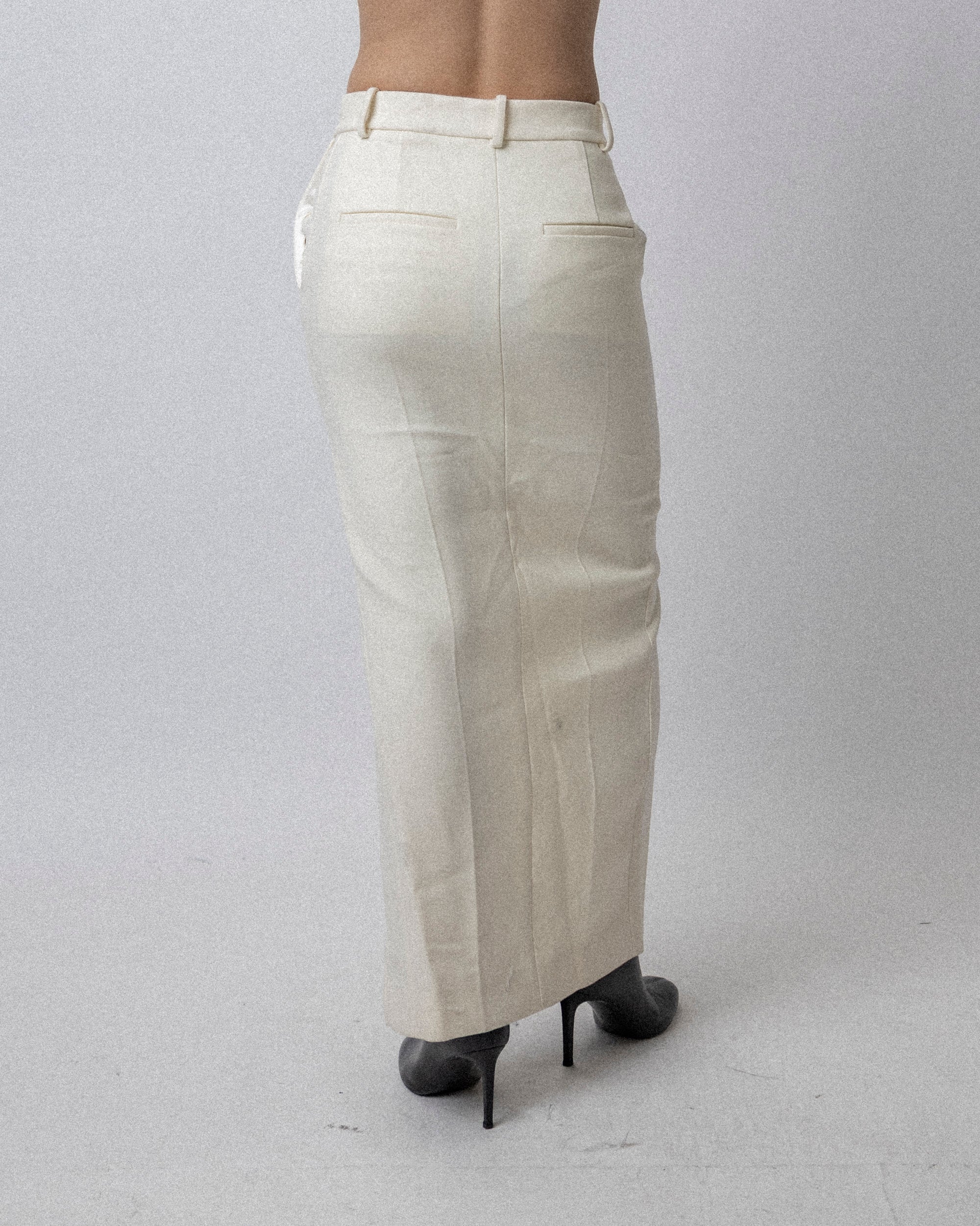 Front Slit Tailored Skirt Cream - Waist 30.5''