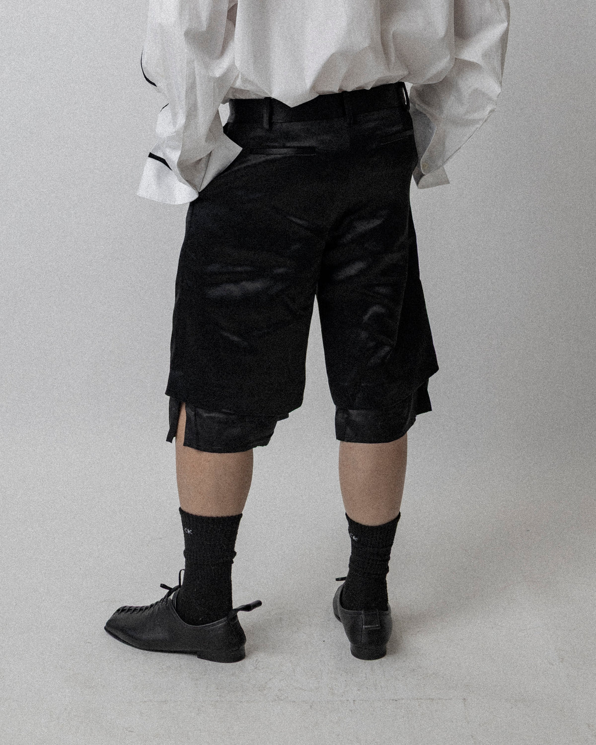 Lining Short Bonded Satin Black  - Waist 36''