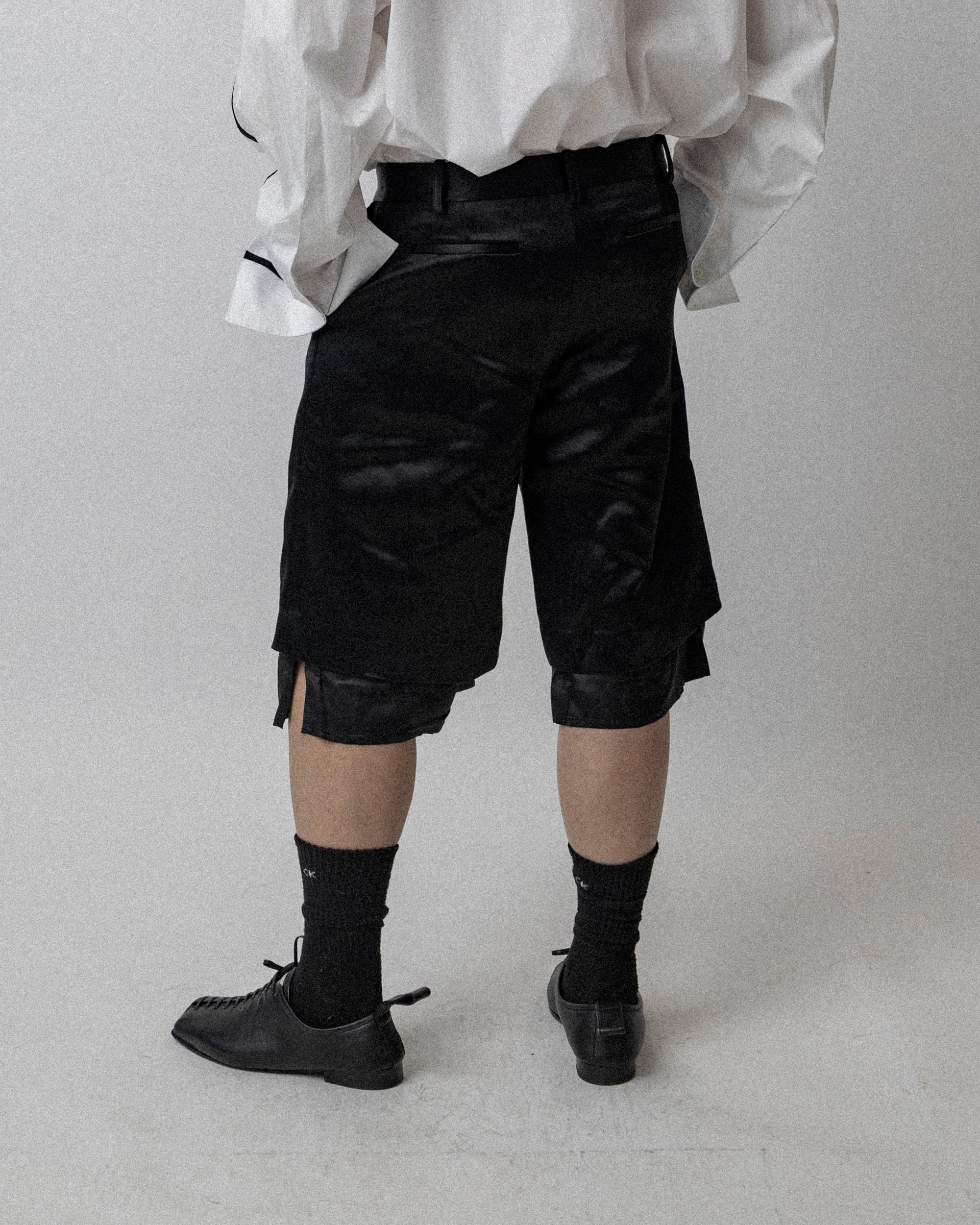 Lining Short Bonded Satin Black  - Waist 36''