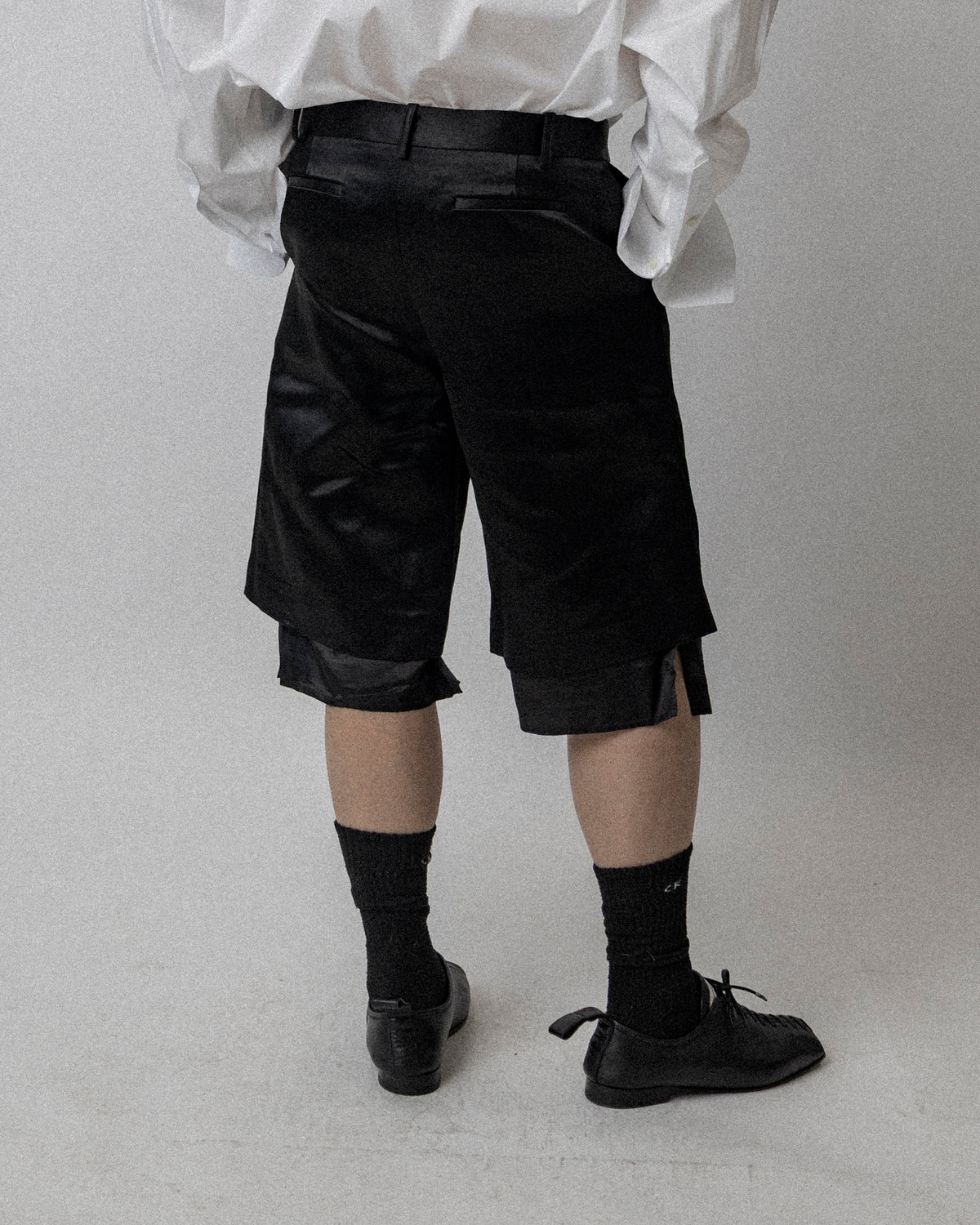 Lining Short Bonded Satin Black  - Waist 36''