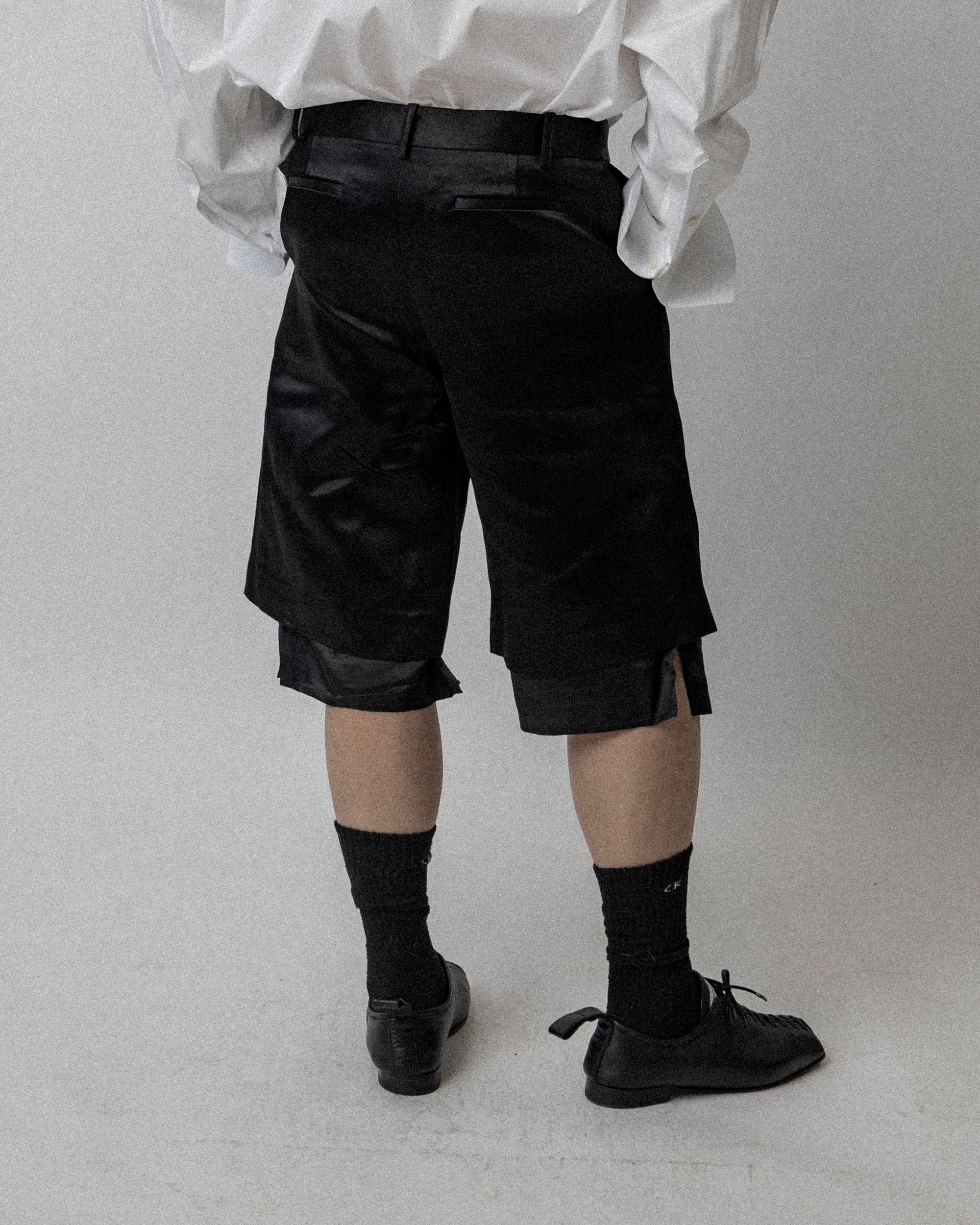 Lining Short Bonded Satin Black  - Waist 36''