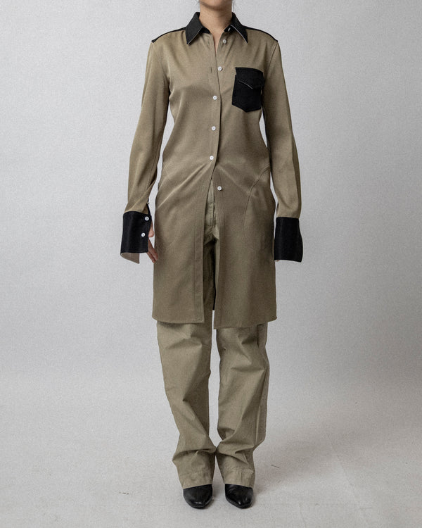Office Shirt Dress Combo Army Green / Black Cross Shoulder 17''