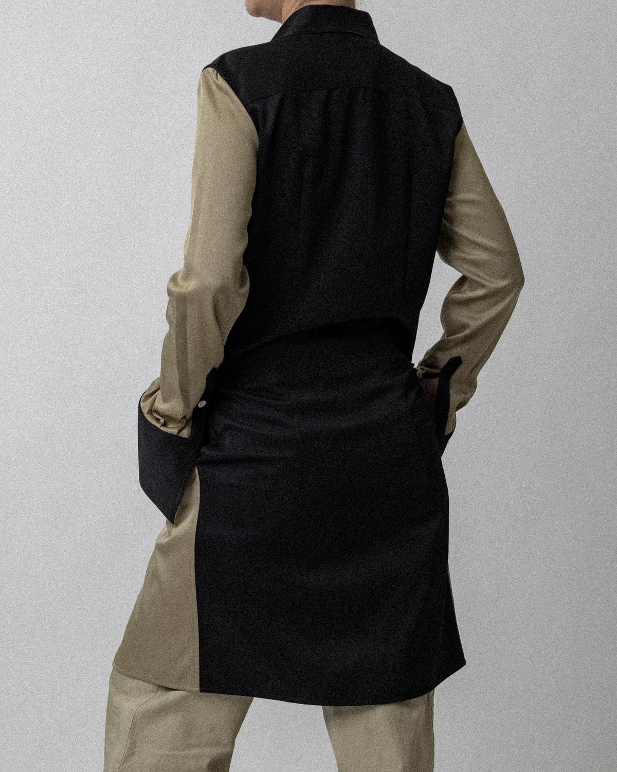 Office Shirt Dress Combo Army Green / Black Cross Shoulder 17''