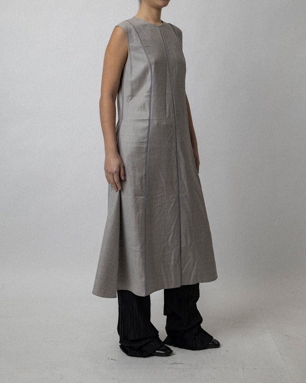 Panel Apron Dress Wool /silk Light Gray - Cross Shoulder 15''
