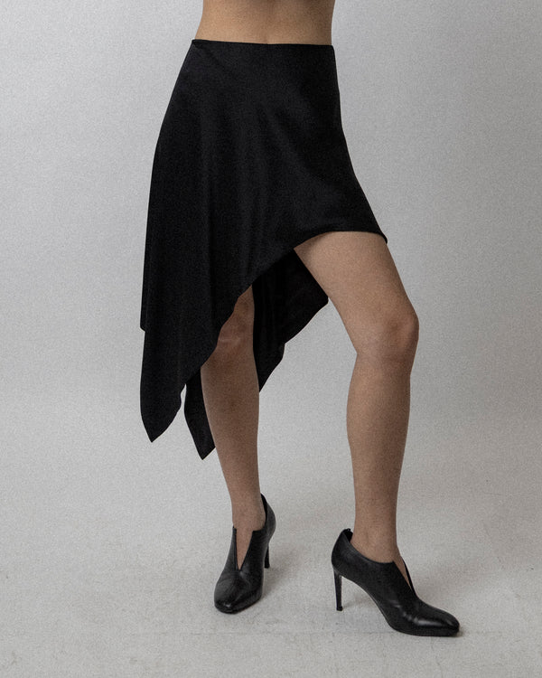 Scarf Hem Skirt Black Waist 28''