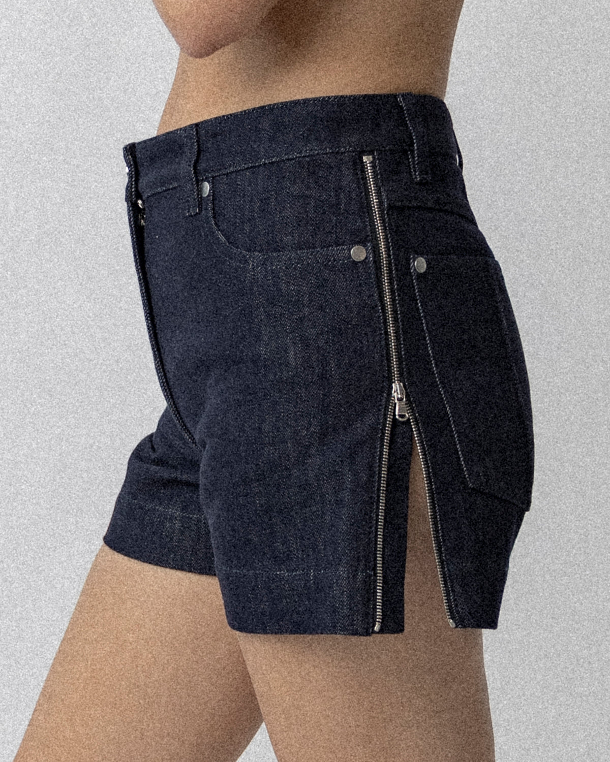 Side Zip Jean Short Dark Blue Waist 31'' S