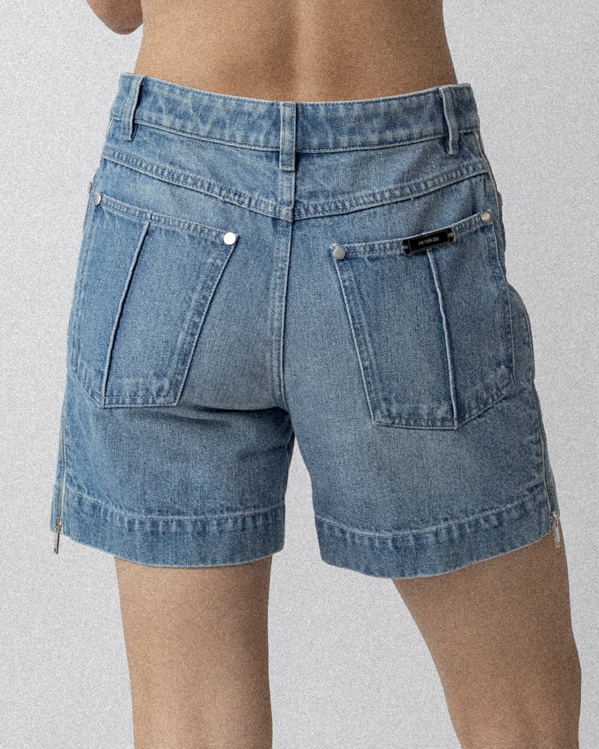 Side Zip Jean Short Light Blue Waist 32'' S
