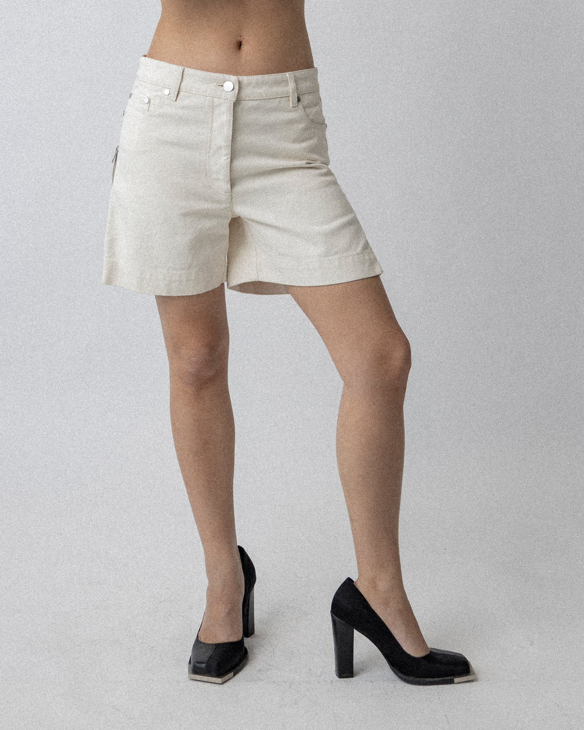 Side Zip Jean Short White Waist 32'' S
