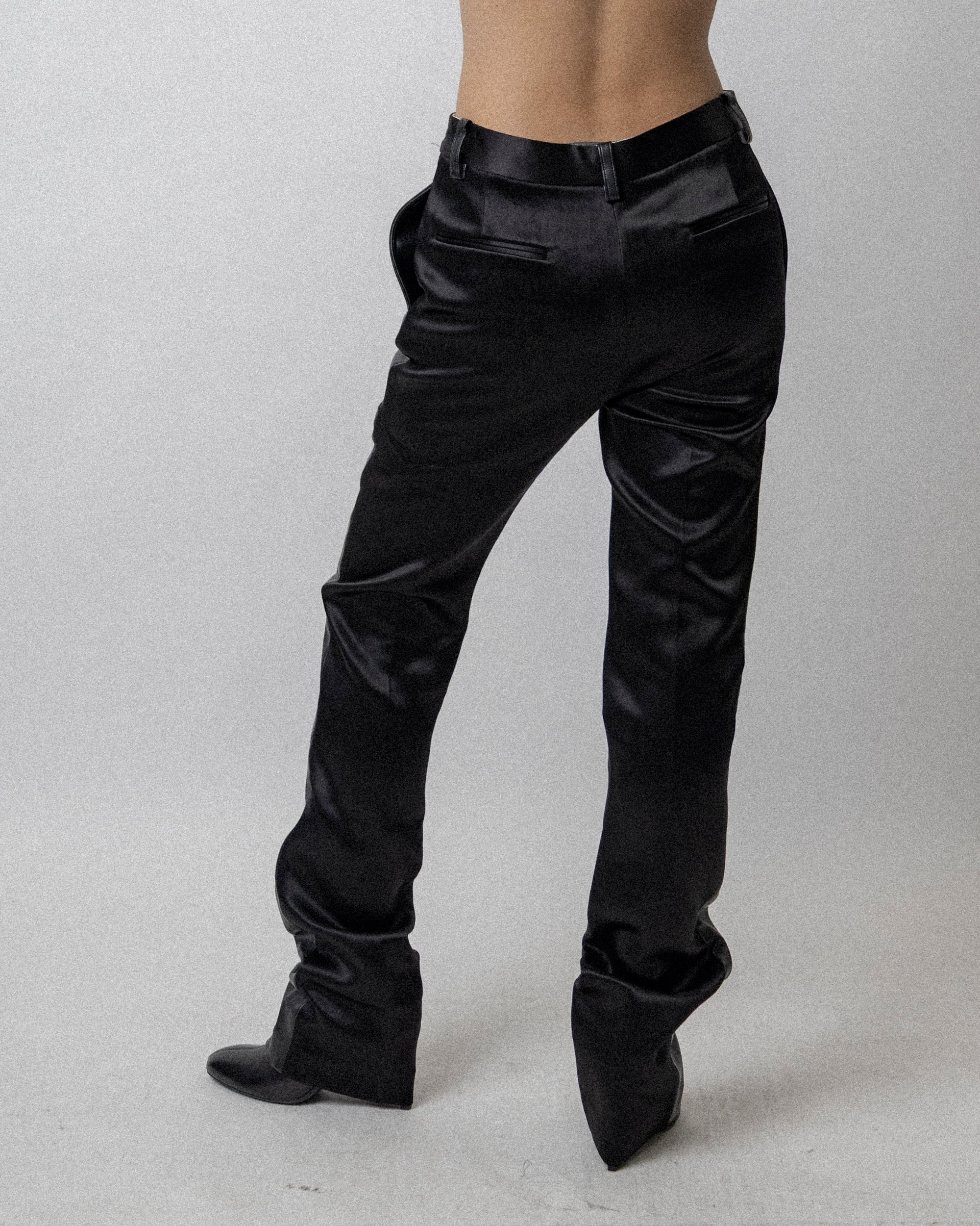 Skinny Trouser Faux-Leather Satin Combo Black-  Waist  32''