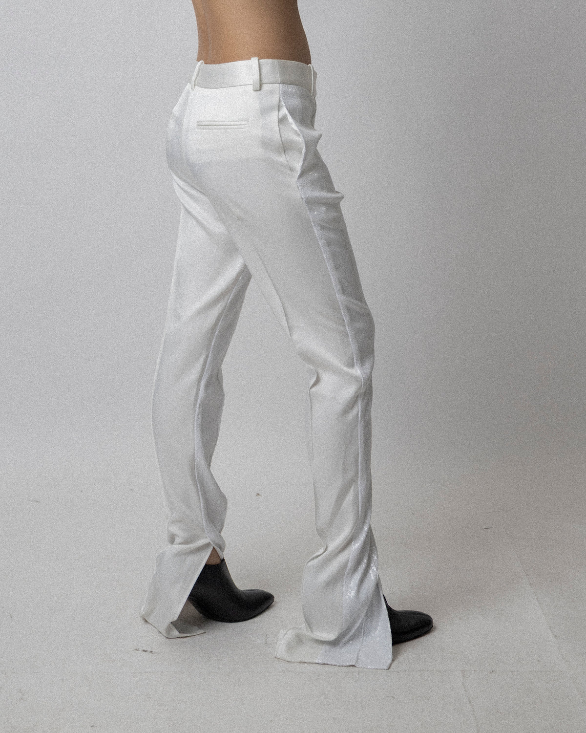 Slit Skinny Trouser Stretched Sequin White - Waist 33.5''