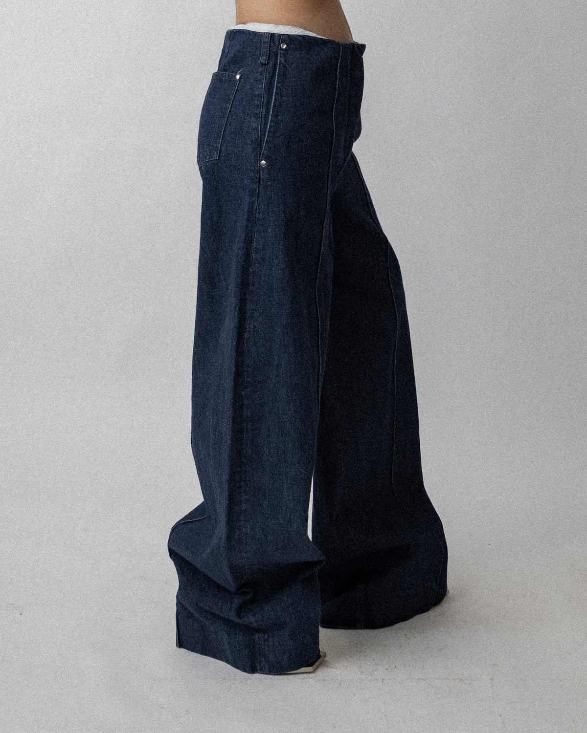 Washed Oversized Jean Pants Dark-Blue - Waist 33''