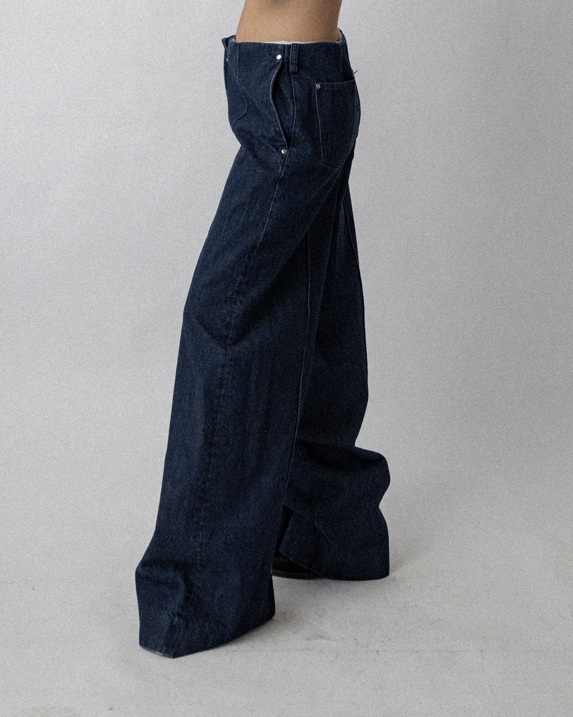Washed Oversized Jean Pants Dark-Blue - Waist 33''