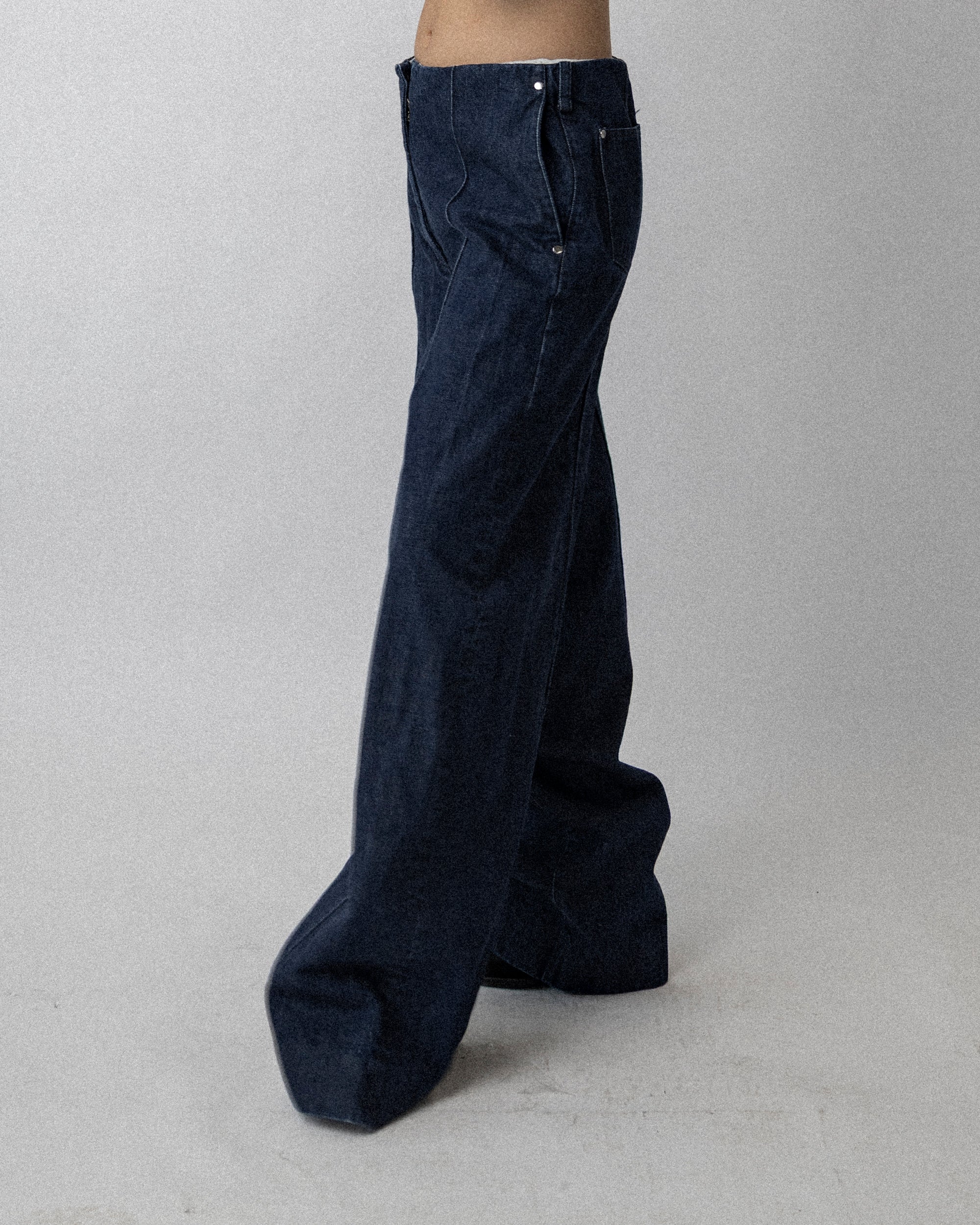 Washed Oversized Jean Pants Dark-Blue - Waist 33''