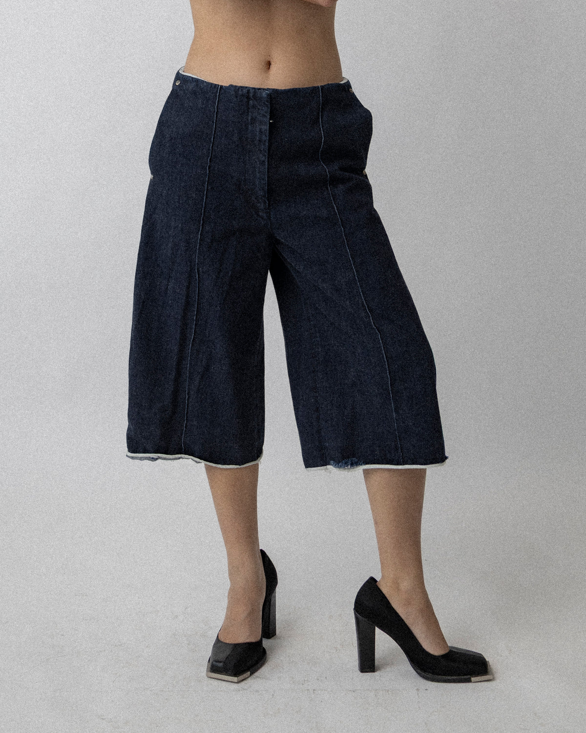 Washed Oversized Jean Short Dark- Blue Waist 32''
