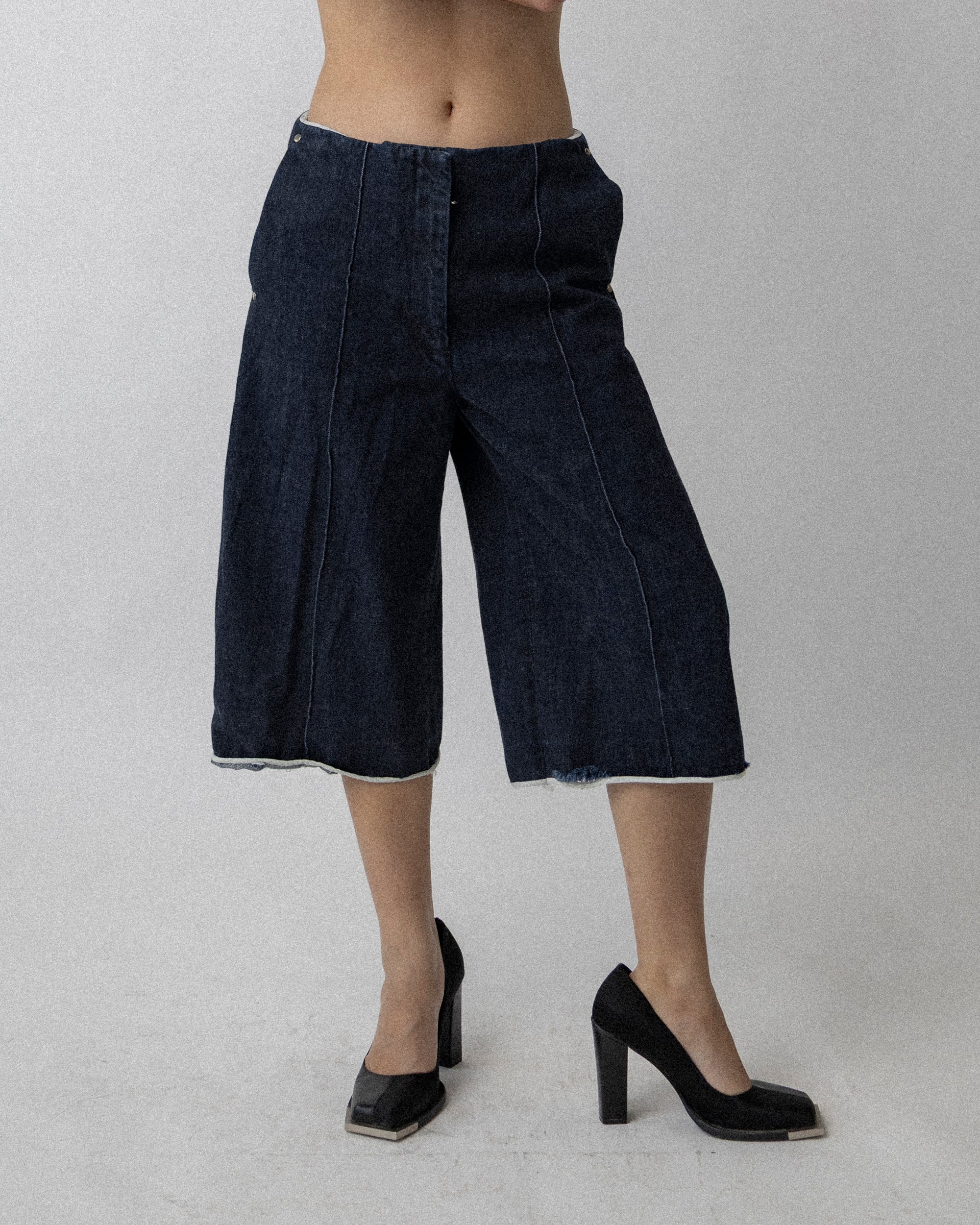 Washed Oversized Jean Short Dark- Blue Waist 32''