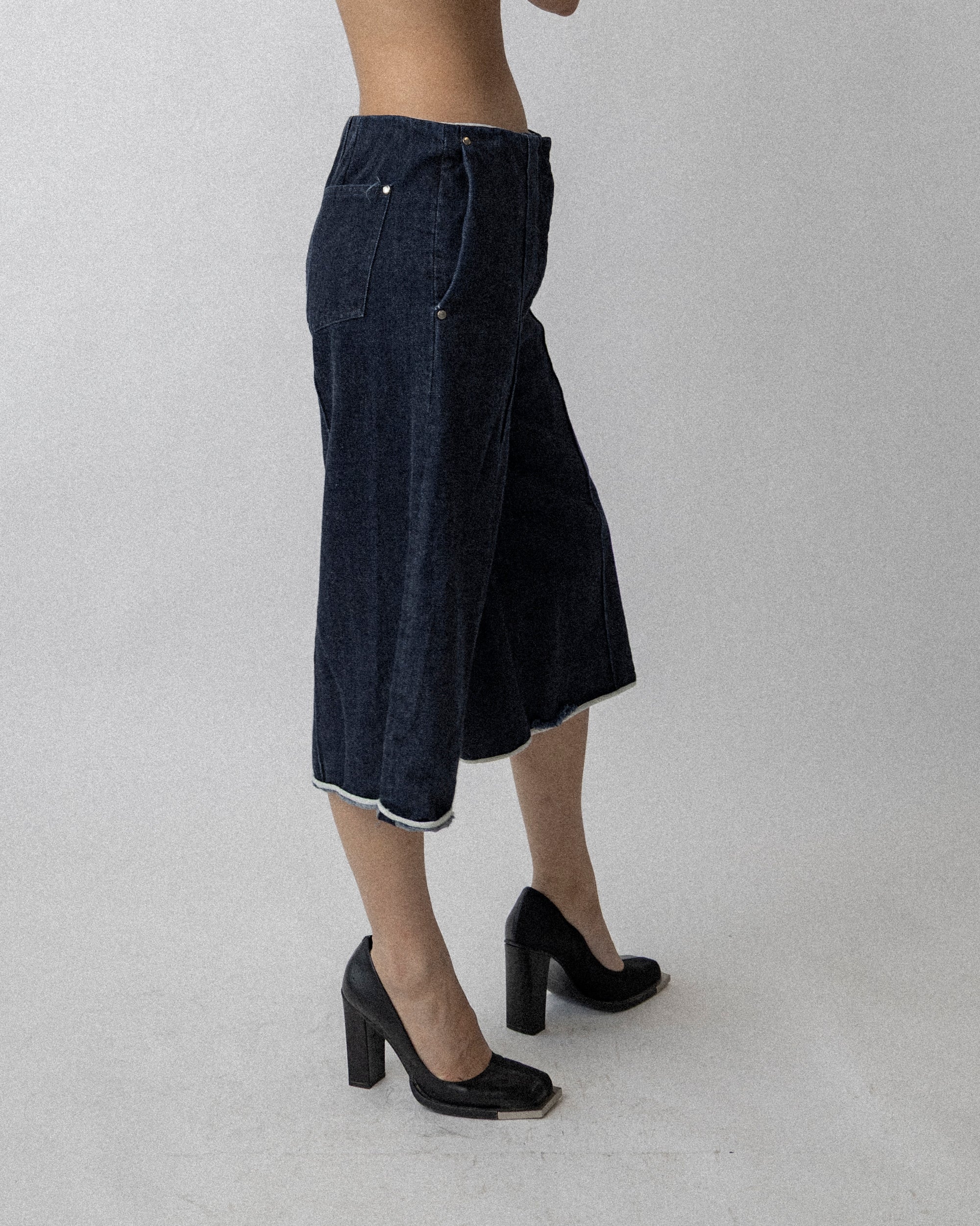 Washed Oversized Jean Short Dark- Blue Waist 32''