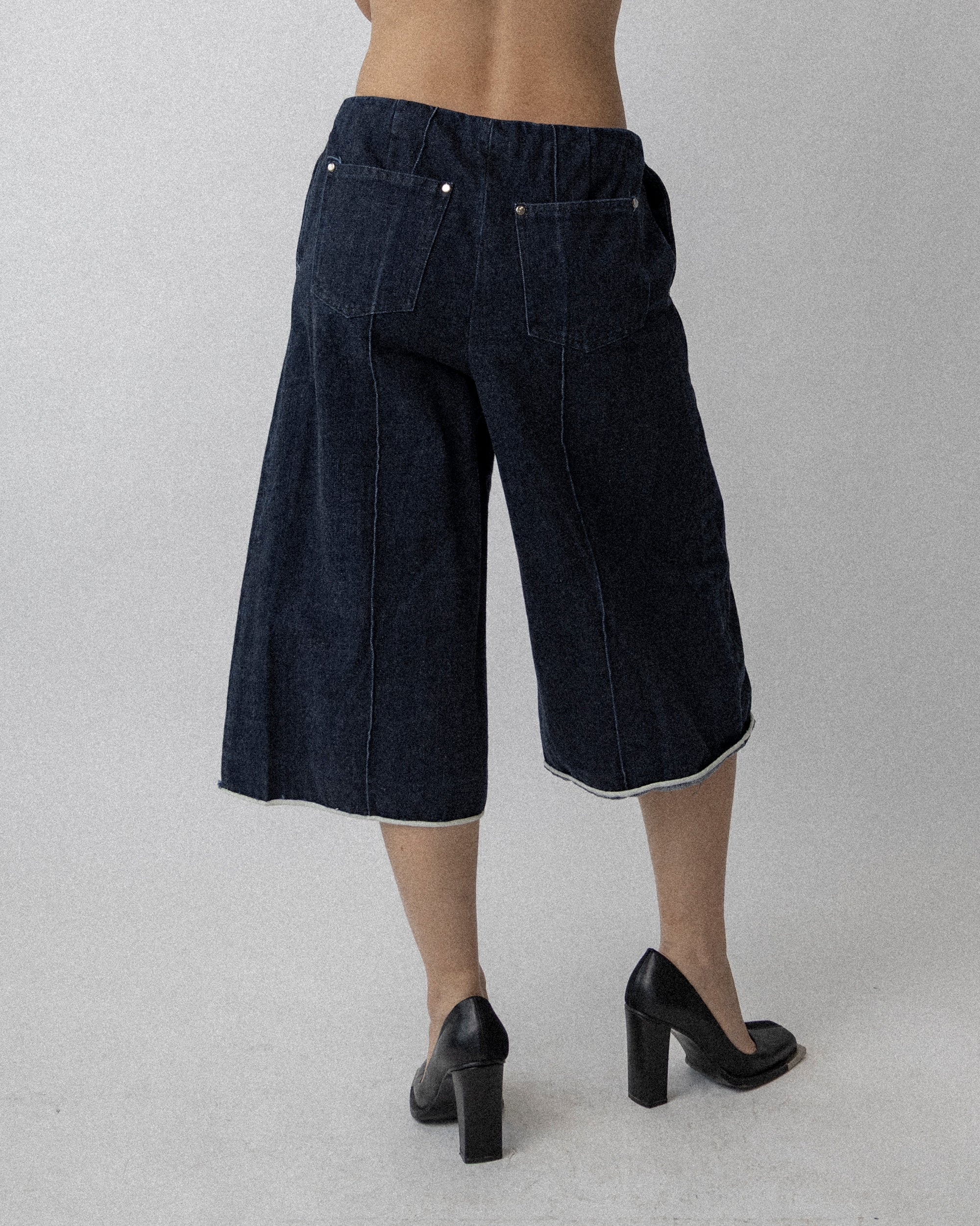 Washed Oversized Jean Short Dark- Blue Waist 32''